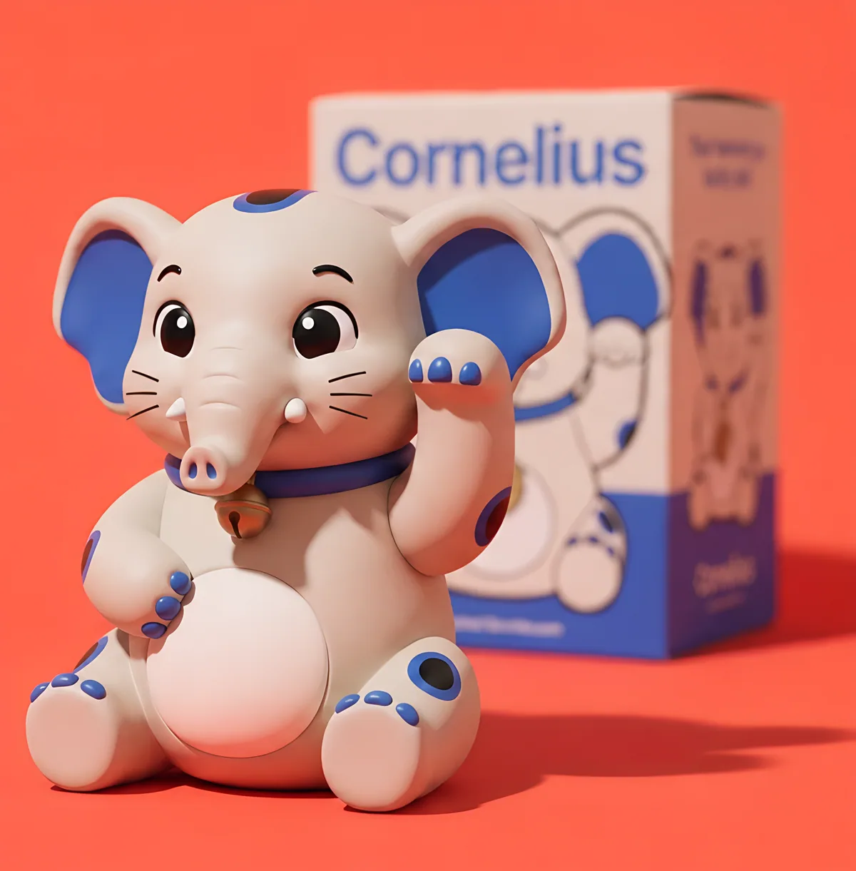 Cornelius, the elephant figurine, waving